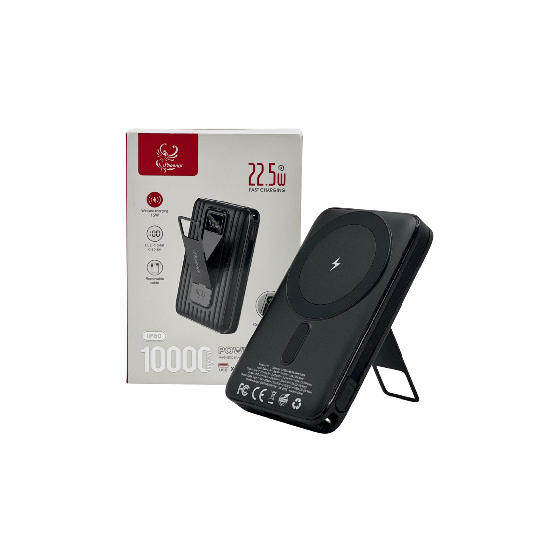 IP-60 Wireless Charging 15W Power Bank with Phone Holder