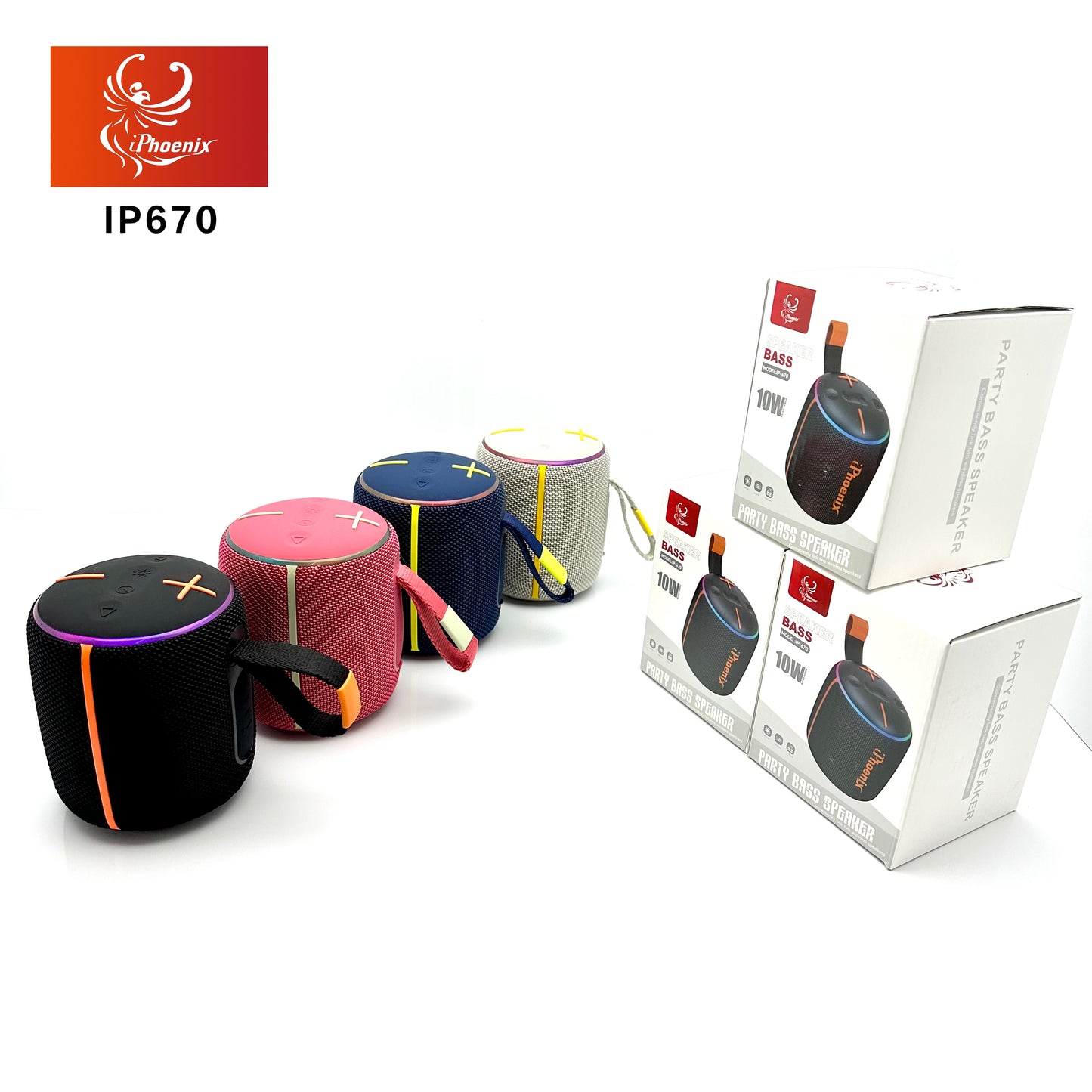 MINI PORTABLE OUTDOOR SPEAKER WITH LED LIGHTS IP-670
