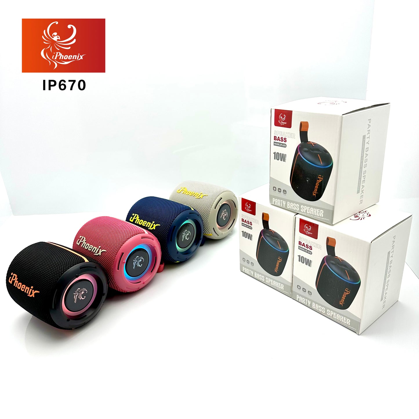 MINI PORTABLE OUTDOOR SPEAKER WITH LED LIGHTS IP-670