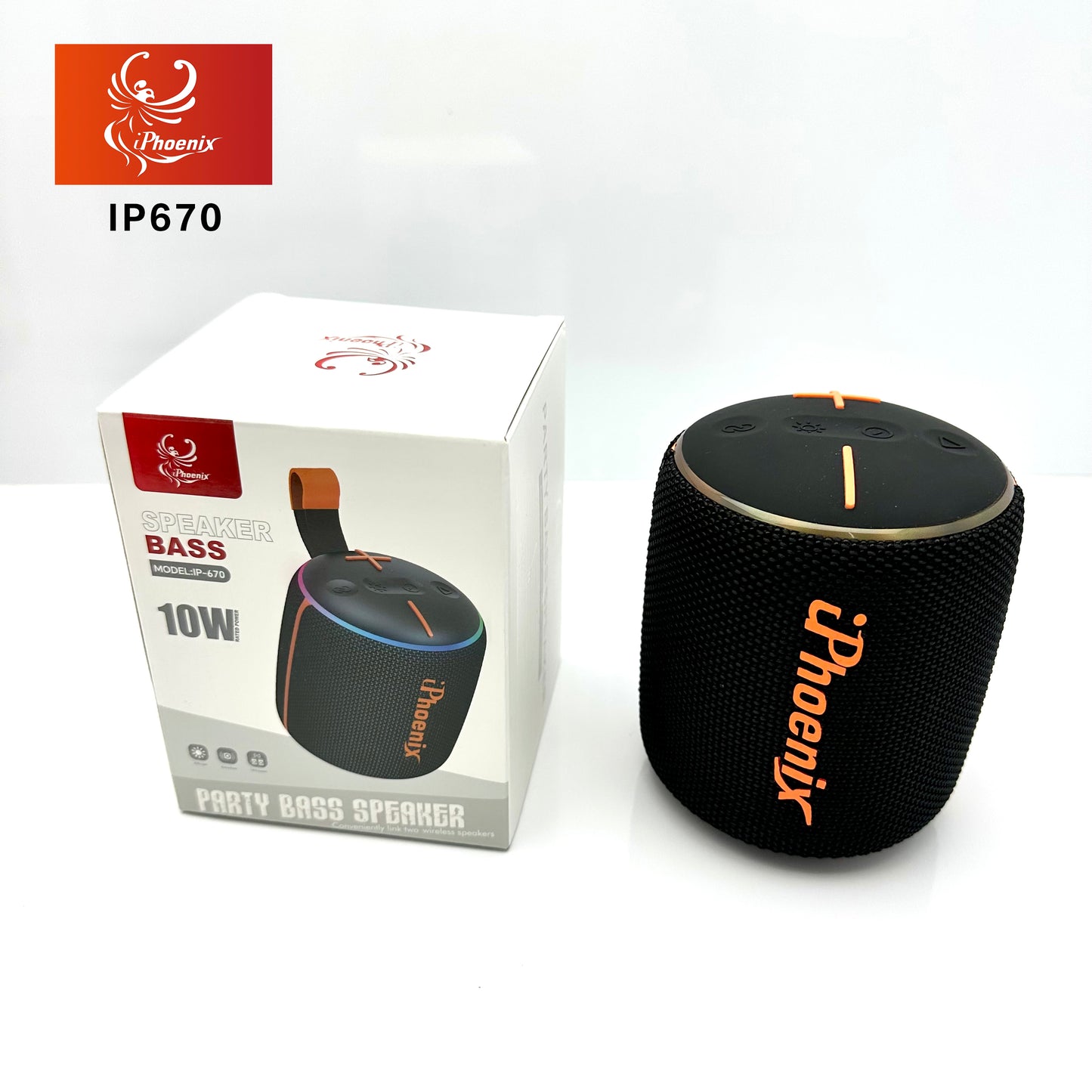 MINI PORTABLE OUTDOOR SPEAKER WITH LED LIGHTS IP-670