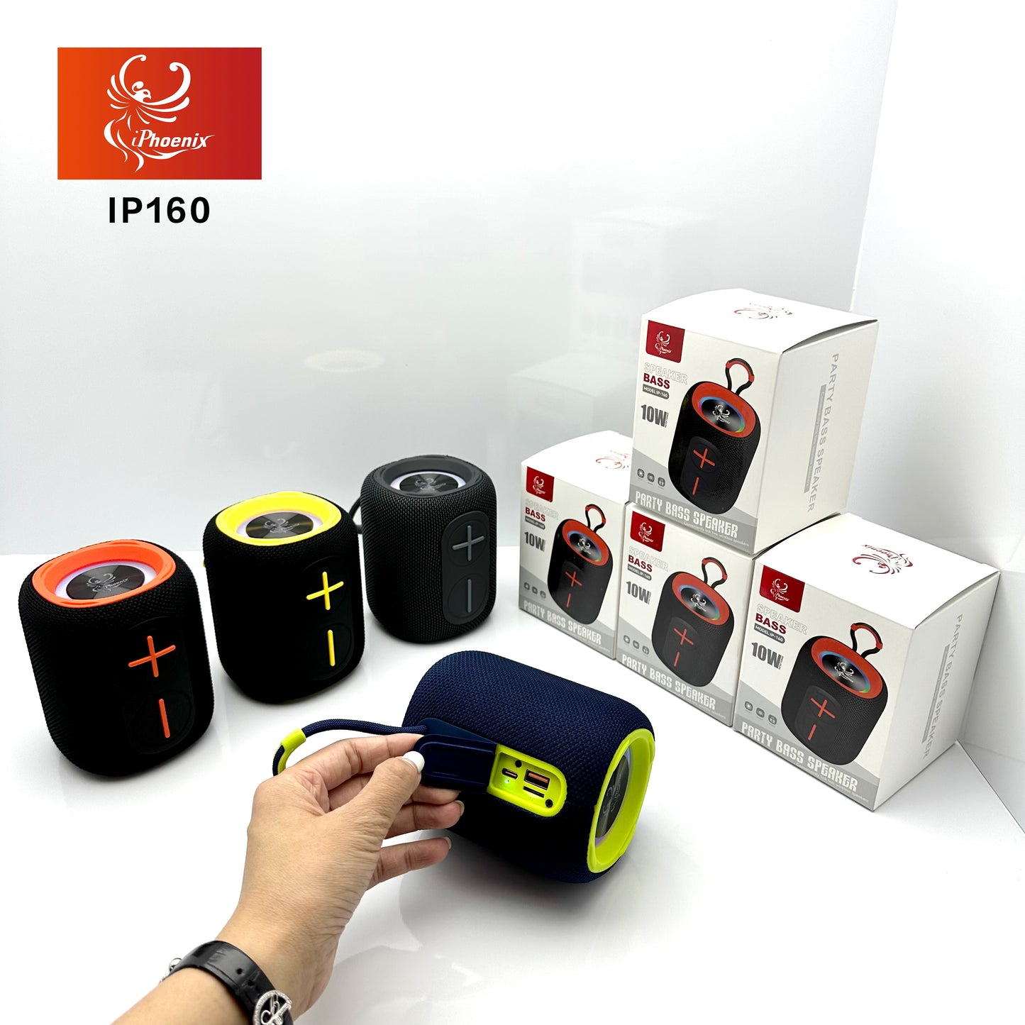 TRAVEL MINI SPEAKER/LED LIGHTS/ BT/USB/TWS/FM IP-160