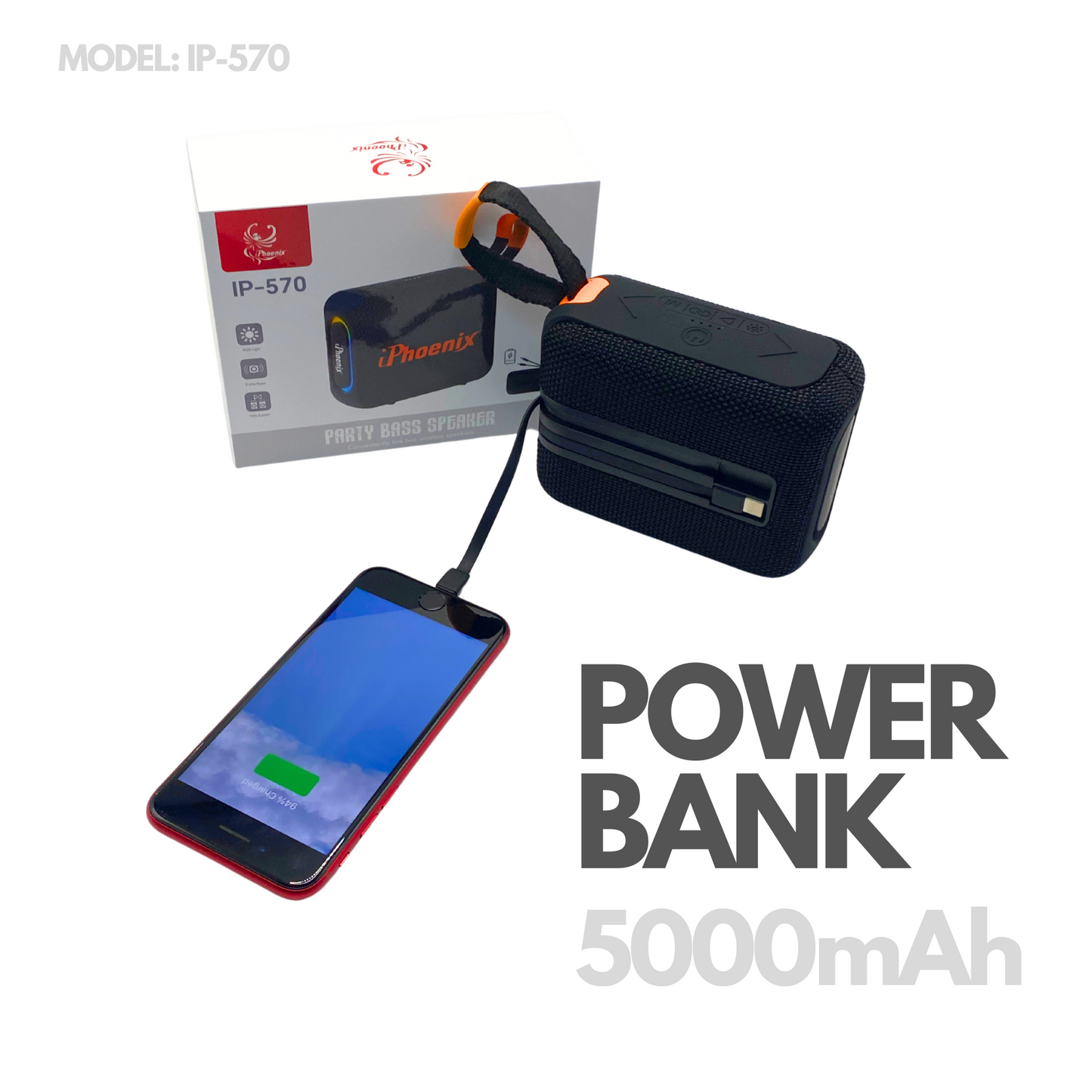 POWER BANK MINI SPEAKER WITH 25HR BATTERY IP-570