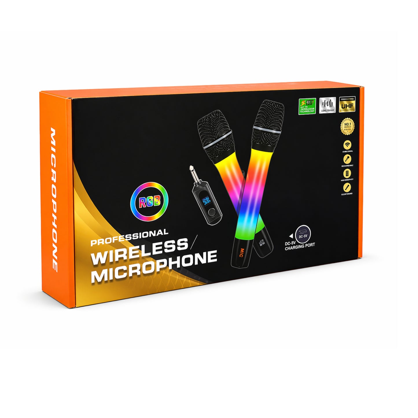 LED-DUAL-MICS 2 Universal Wireless Microphones RGB LED Lights