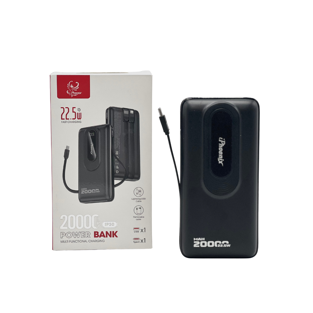 IP-50 Fast Charging Power Bank with 20000mAh