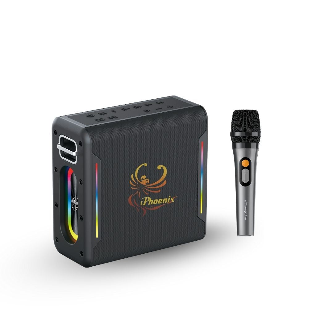 IX-100 6 Hrs/ 4000 mAh Wireless BT XBass Portable Karaoke Speaker with Microphone - Black