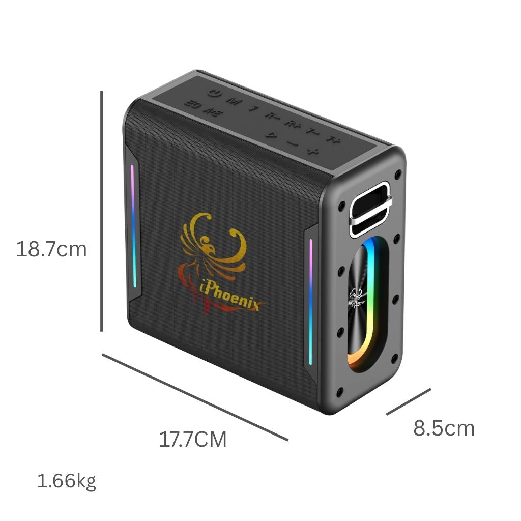 IX-100 6 Hrs/ 4000 mAh Wireless BT XBass Portable Karaoke Speaker with Microphone - Black