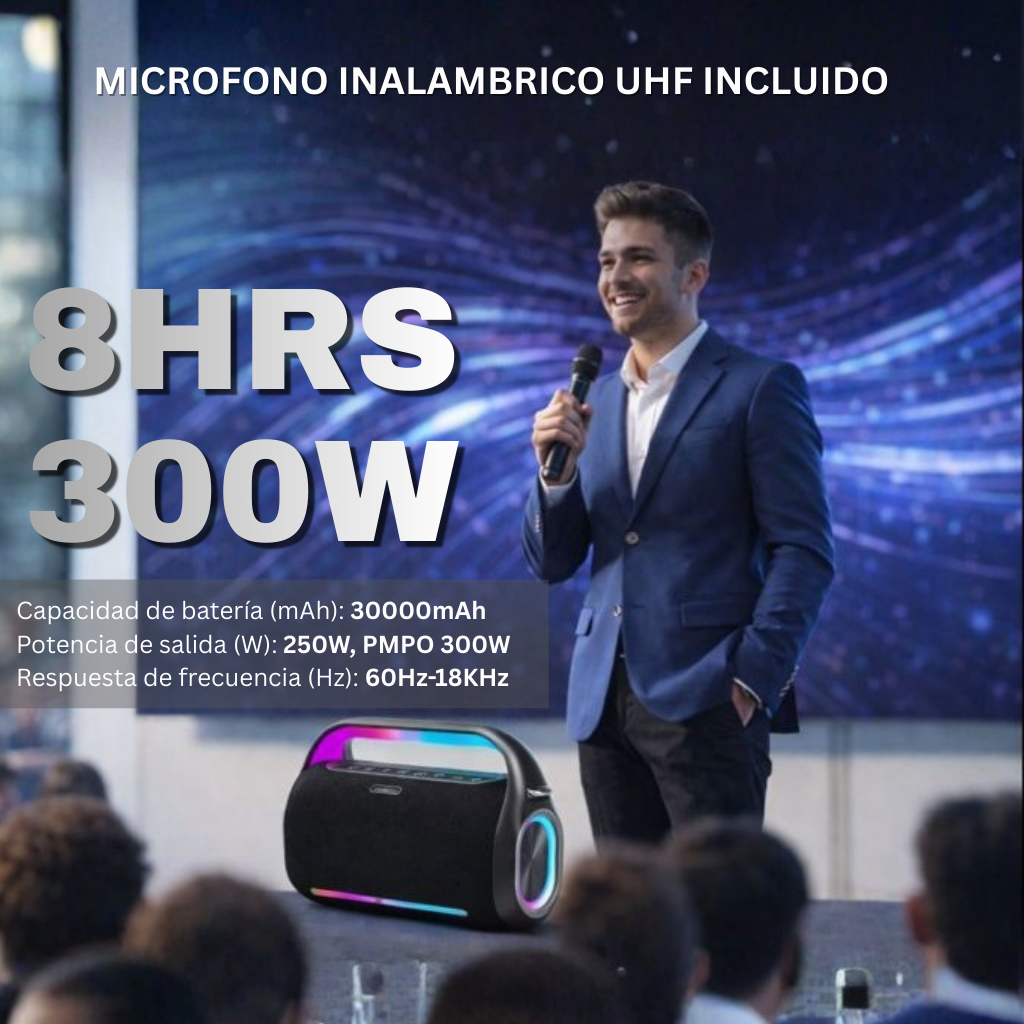 IP-4 PRO 8 Hrs/300W Output / 30000 mAh Wireless UHF Microphone Karaoke Speaker with Remote
