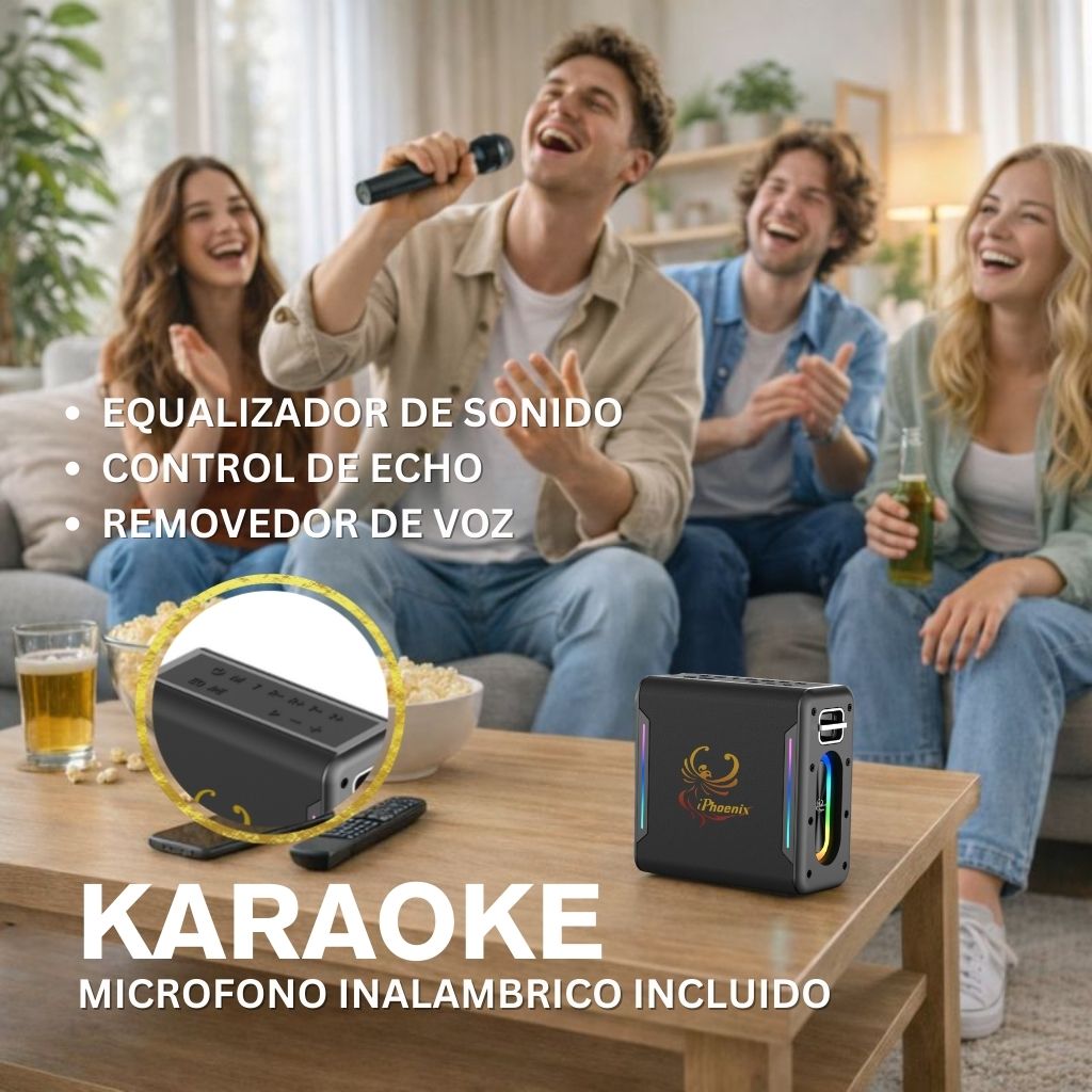 IX-100 6 Hrs/ 4000 mAh Wireless BT XBass Portable Karaoke Speaker with Microphone - Black