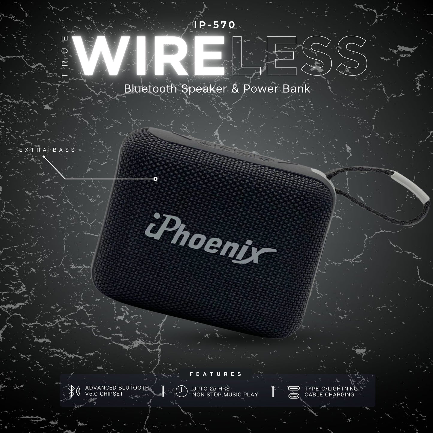 POWER BANK MINI SPEAKER WITH 25HR BATTERY IP-570