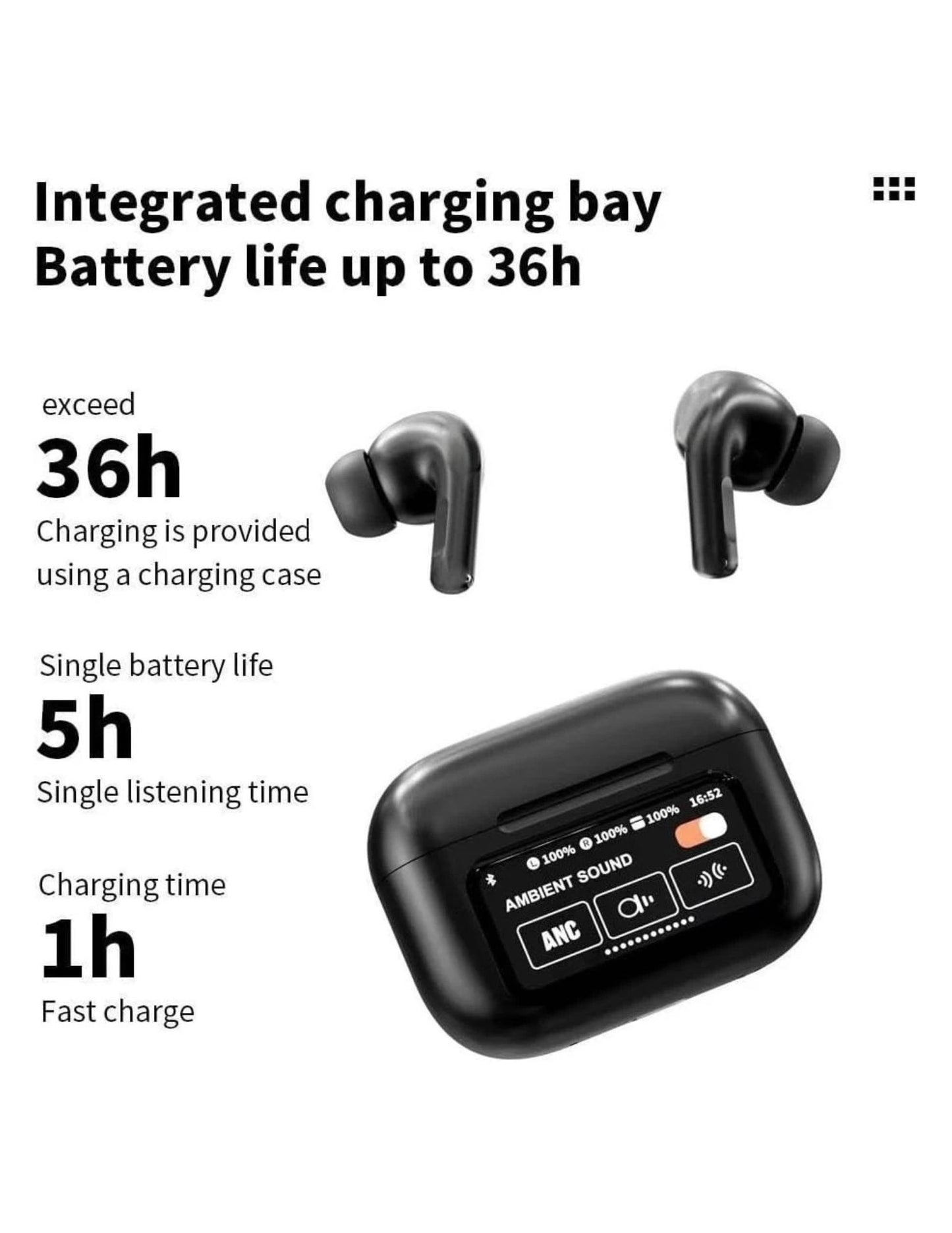 A9-PRO Touch Screen Wireless Earphone with Charging Case