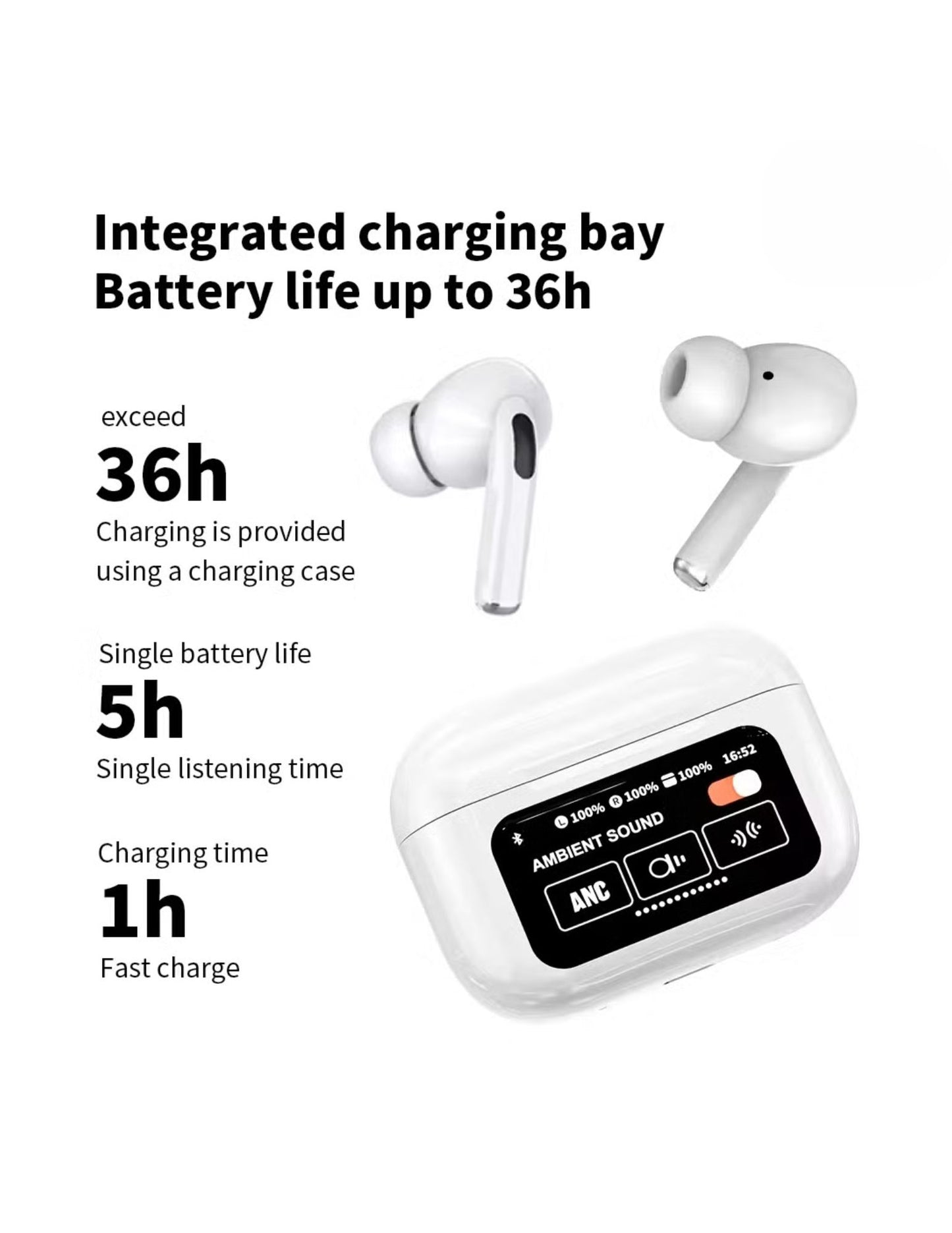 A9-PRO Touch Screen Wireless Earphone with Charging Case