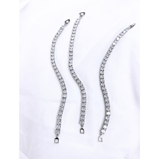 Simply Small Round Clear Cubic Zirconia Silver Tone Tennis Bracelet for Women