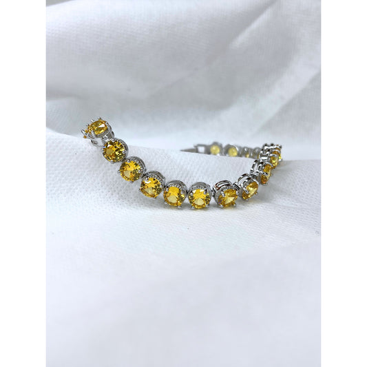 Gorgeous Yellow Color Cubic zirconia Tennis Bracelet for Women