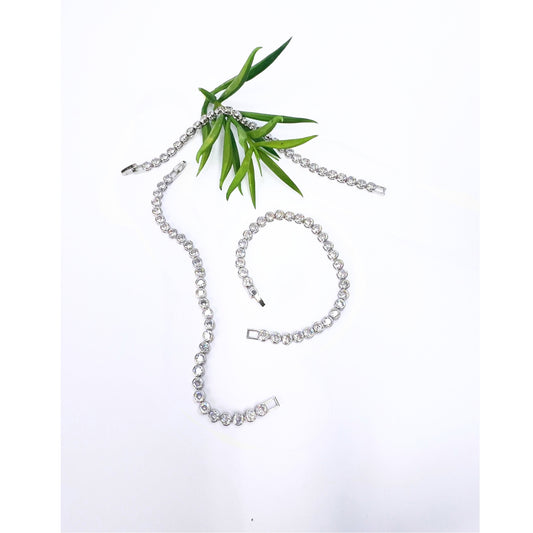 Modern Delicate Small Round Clear Cubic Zirconia Silver Tone Tennis Bracelet for Women