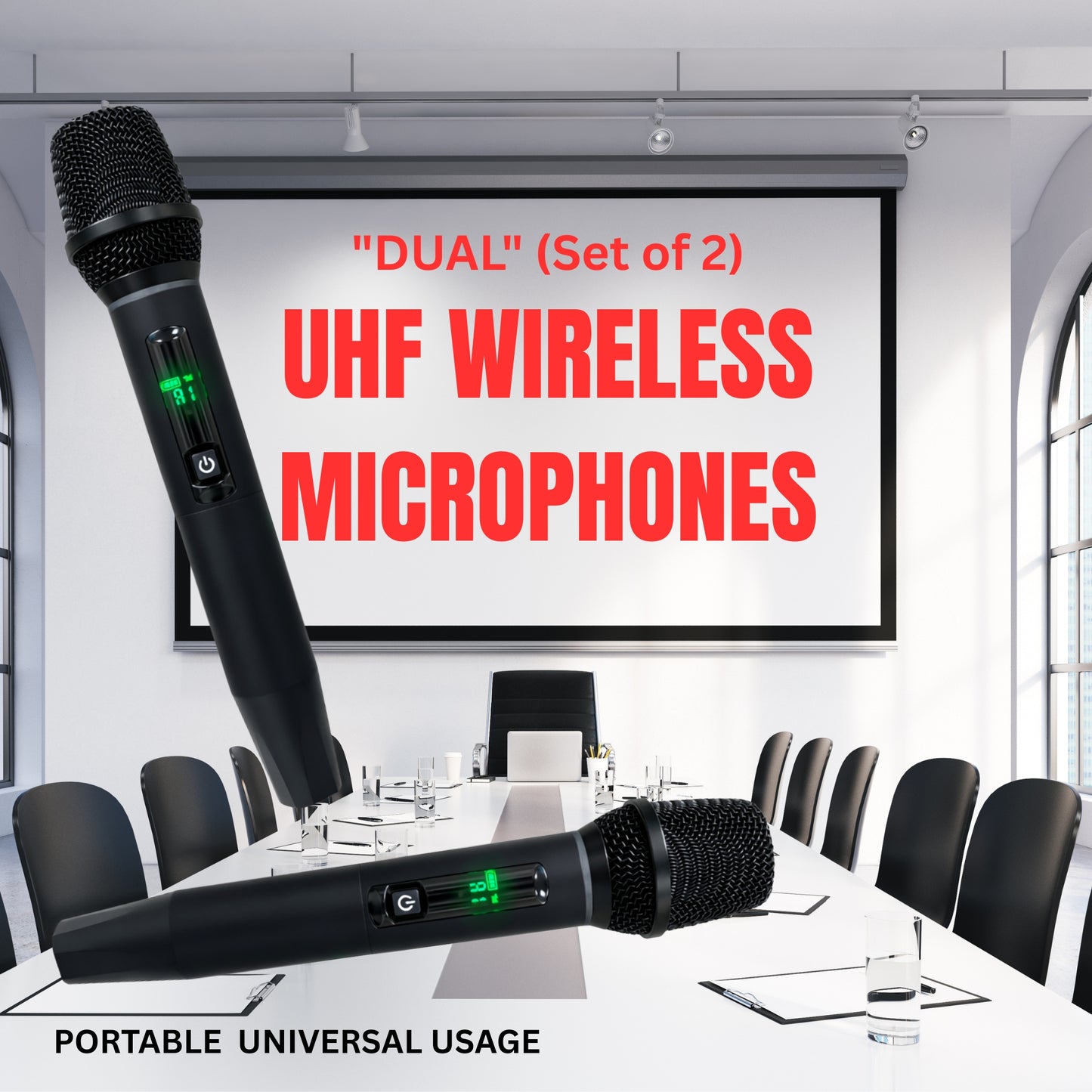 CQA-J01B UHF DUAL WIRELESS MICROPHONES PORTABLE UNIVERSAL USAGE