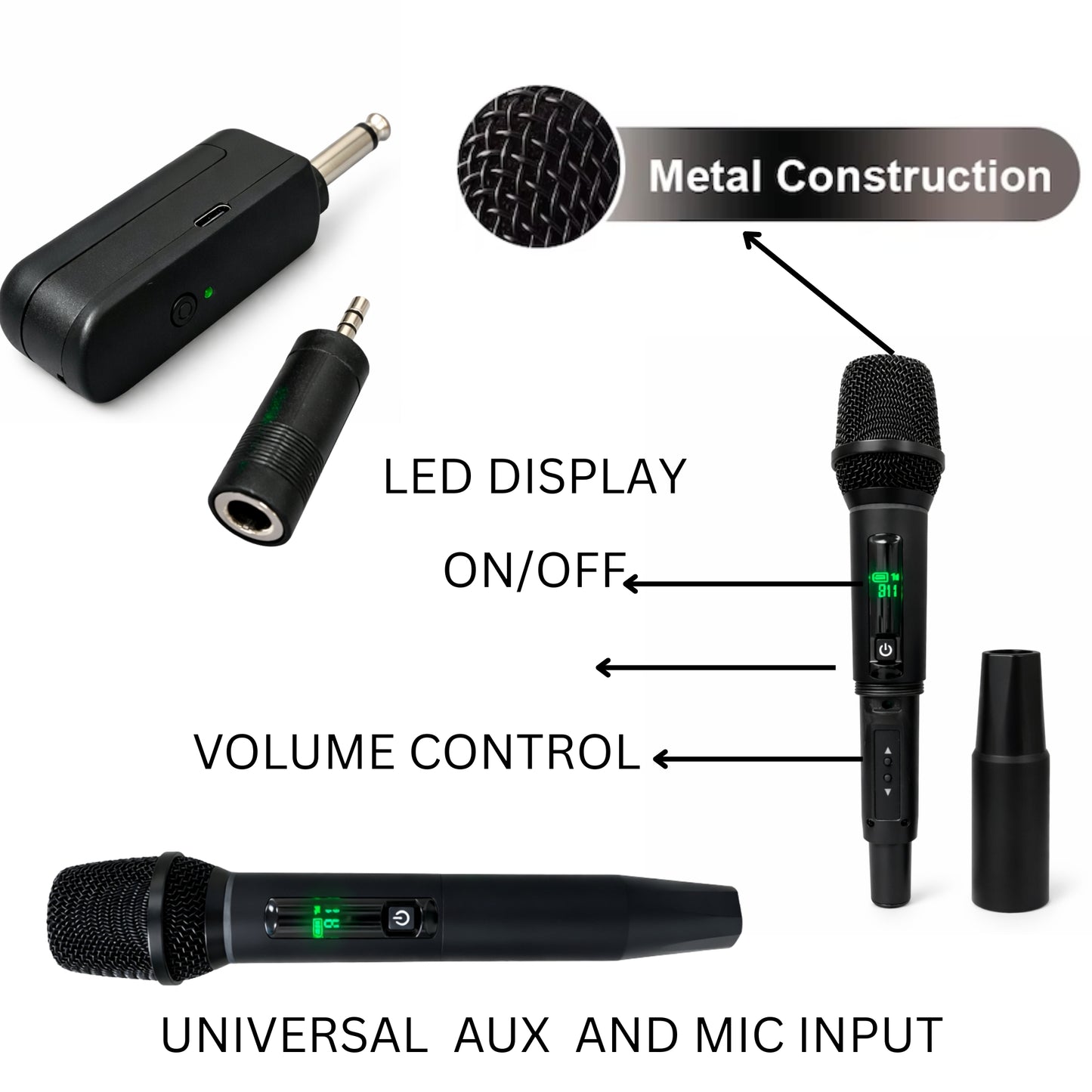 CQA-J01B UHF DUAL WIRELESS MICROPHONES PORTABLE UNIVERSAL USAGE