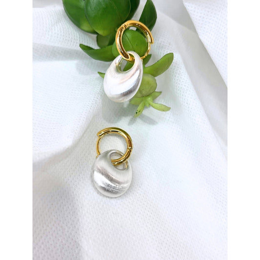 Two Tone Gold and Silver Hoop and Teardrop Combo Dangle Earrings