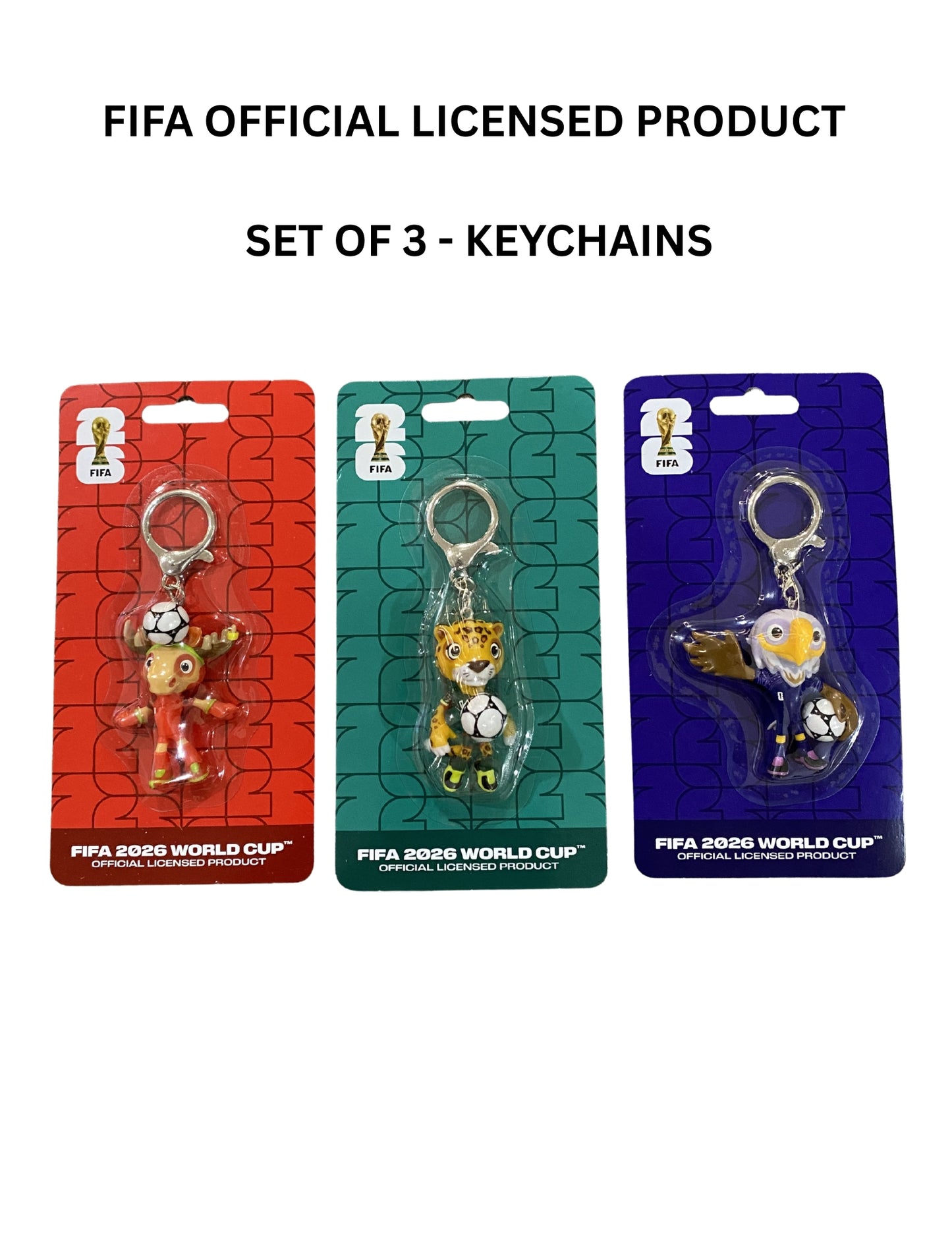FIFA-KEYCHAIN Set of 3 FIFA Official Licensed Mascott 2026 Figurine Keychains