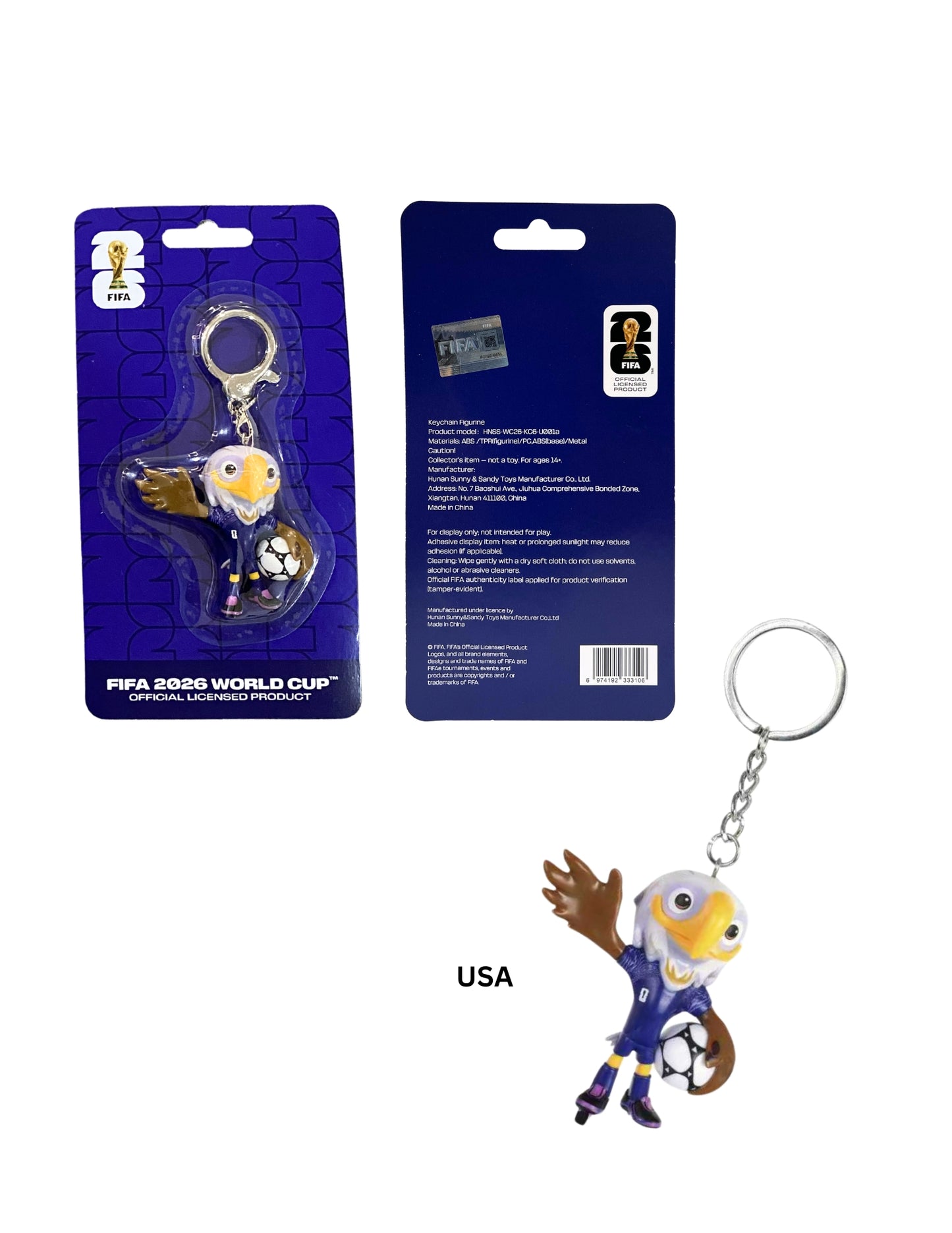 FIFA-KEYCHAIN FIFA Official Licensed Mascot 2026 Figurine Keychains - USA