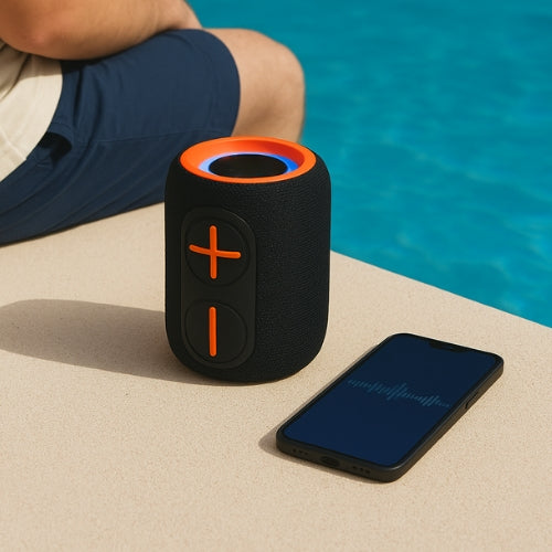 IP-160 Portable Bluetooth Wireless Speaker with RGB Lights 10W - Black & Orange