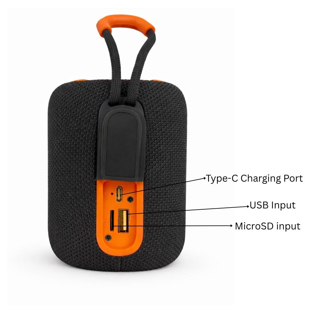 IP-160 Portable Bluetooth Wireless Speaker with RGB Lights 10W - Black & Orange