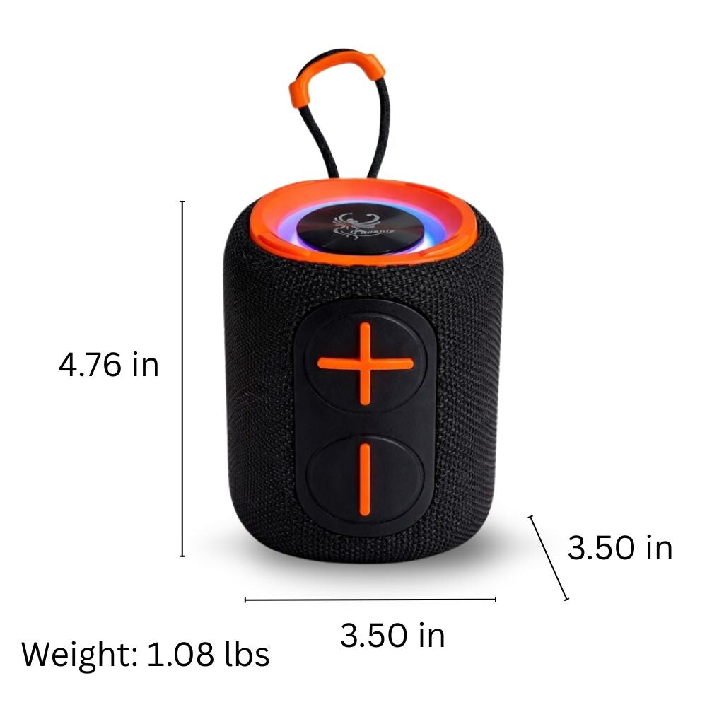 IP-160 Portable Bluetooth Wireless Speaker with RGB Lights 10W - Black & Orange