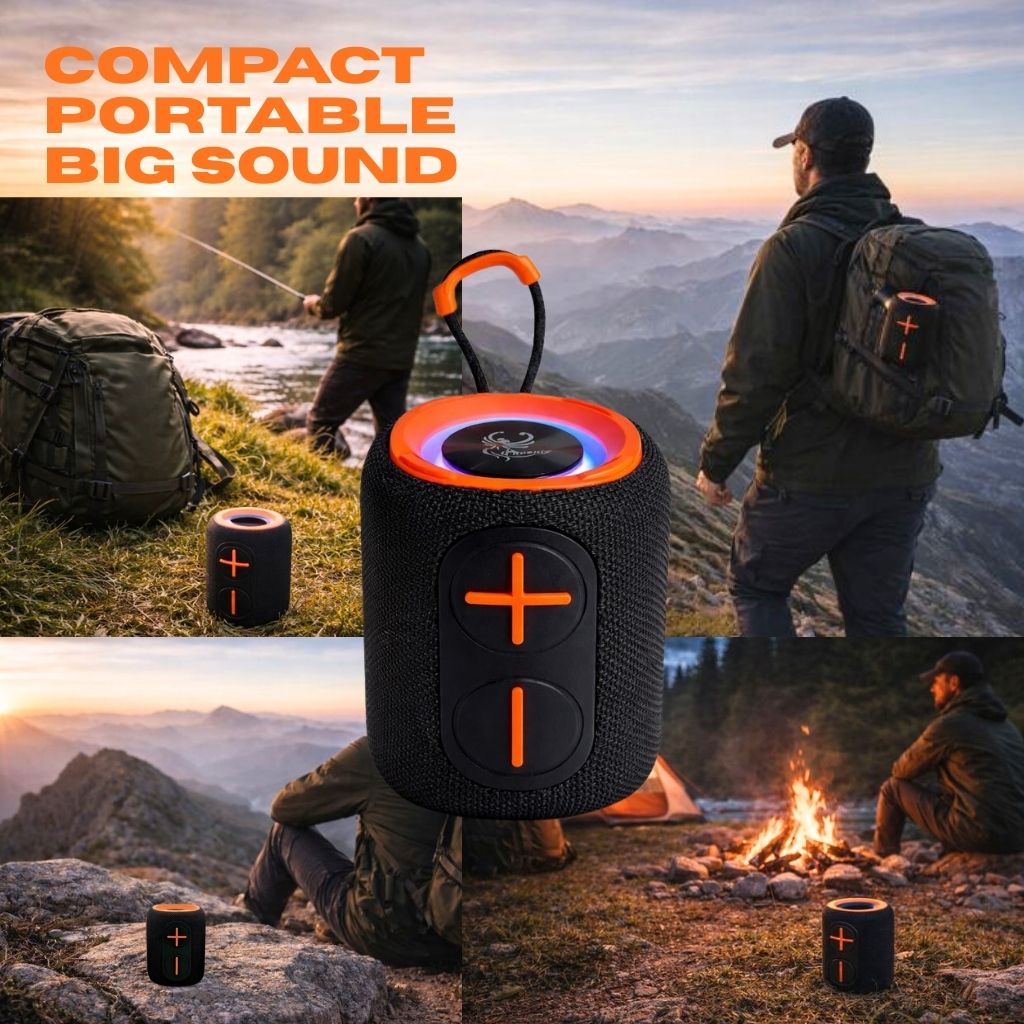 IP-160 Portable Bluetooth Wireless Speaker with RGB Lights 10W - Black & Orange
