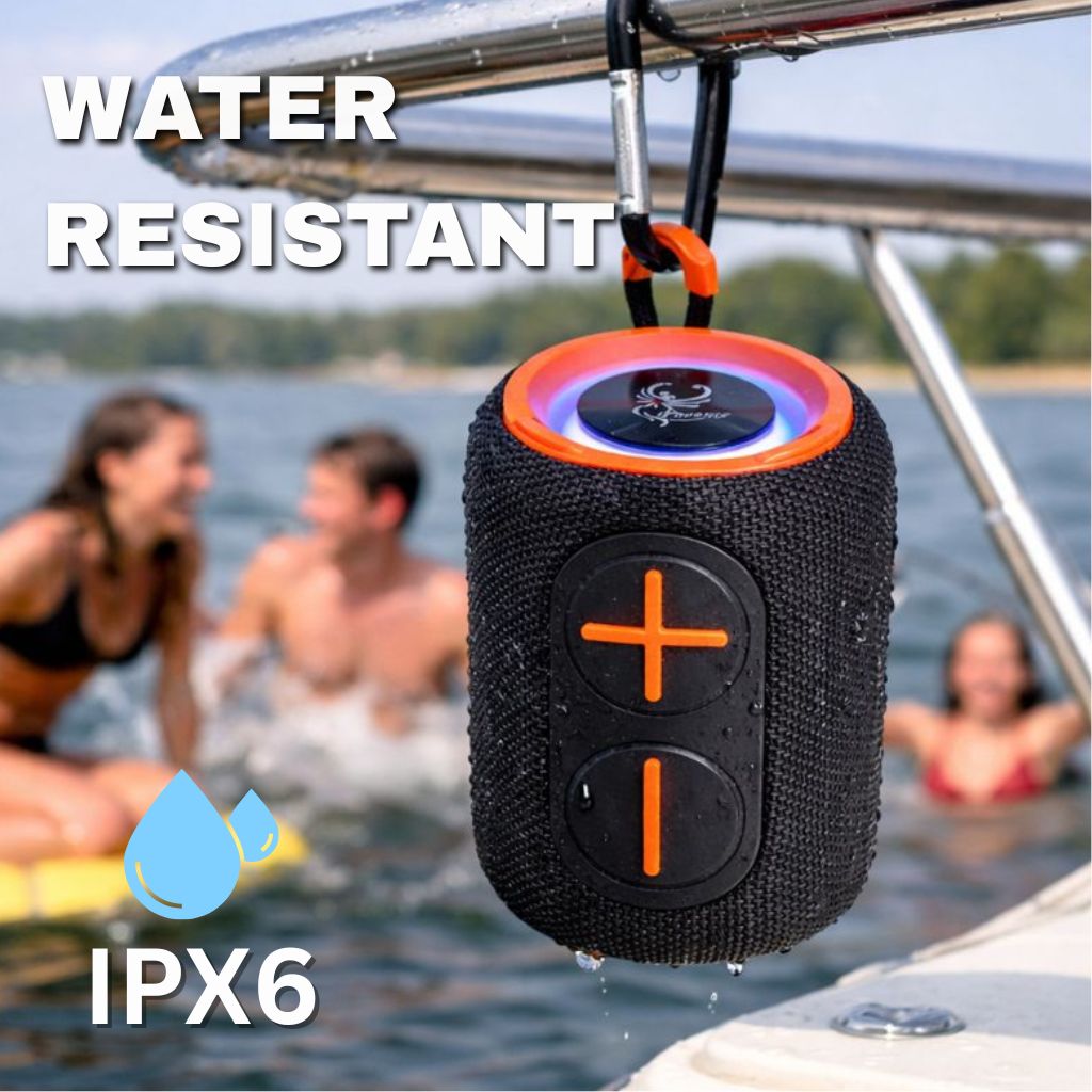 IP-160 Portable Bluetooth Wireless Speaker with RGB Lights 10W - Black & Orange
