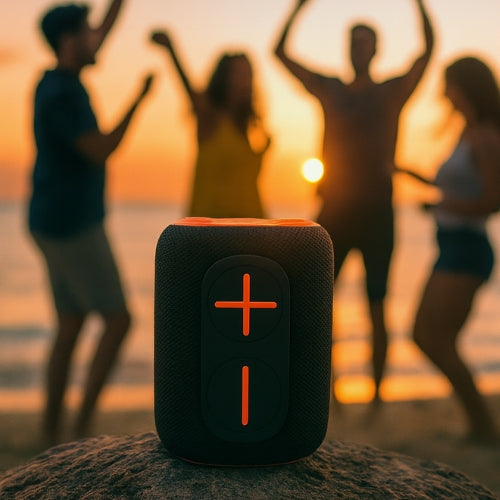 IP-160 Portable Bluetooth Wireless Speaker with RGB Lights 10W - Black & Orange
