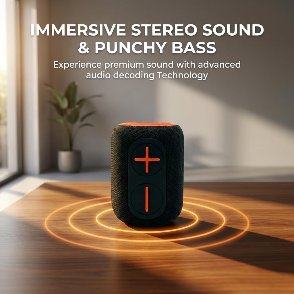 IP-160 Portable Bluetooth Wireless Speaker with RGB Lights 10W - Black & Orange