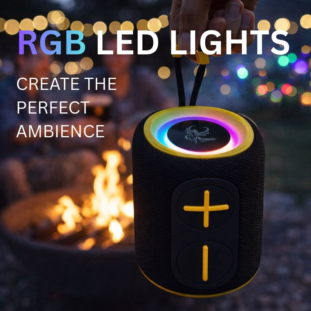 IP-160 Portable Bluetooth Wireless Speaker with RGB Lights 10W - Black & Yellow