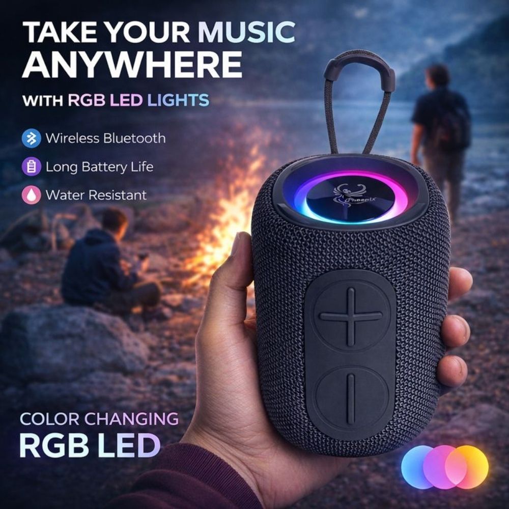 IP-160 Portable Bluetooth Wireless Speaker with RGB Lights 10W - Gray