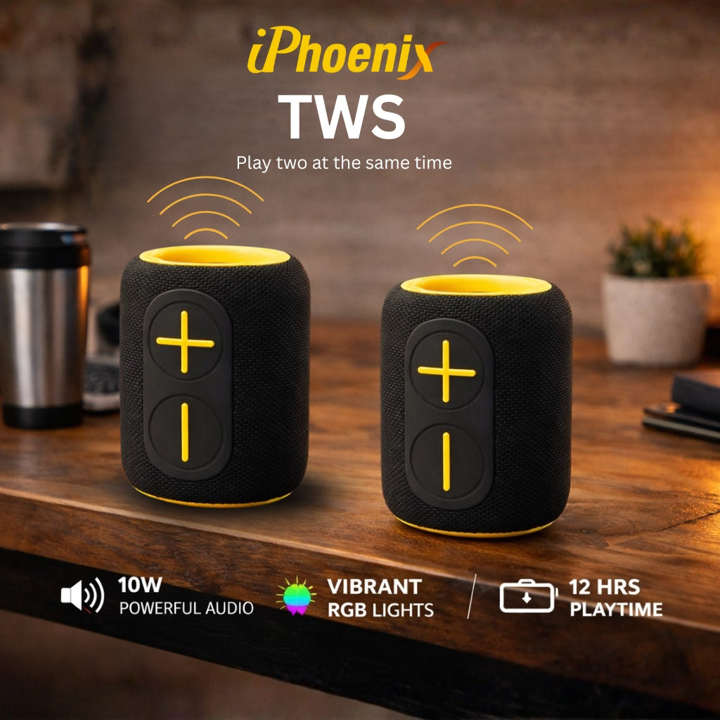 IP-160 Portable Bluetooth Wireless Speaker with RGB Lights 10W - Black & Yellow