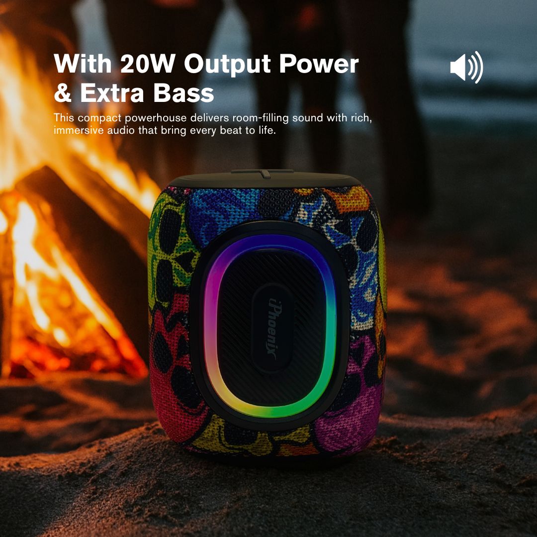 Portable Mini Water resistant Bluetooth Speaker 6hr Playtime. Skull Design IP-190