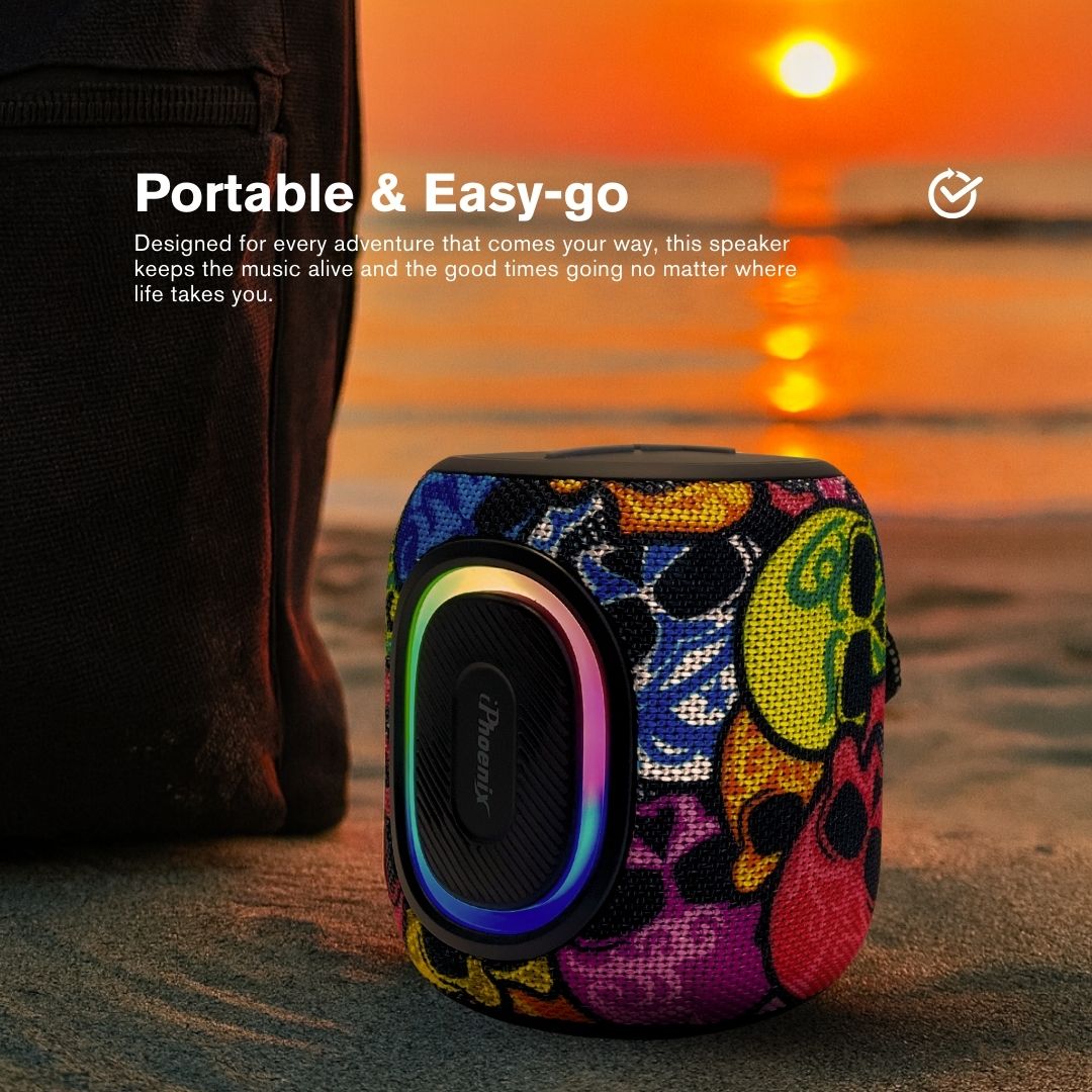 Portable Mini Water resistant Bluetooth Speaker 6hr Playtime. Skull Design IP-190