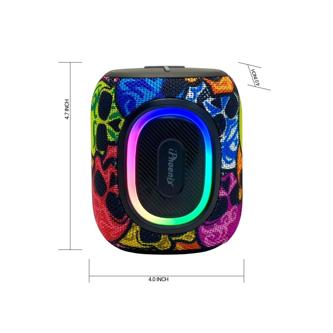 Portable Mini Water resistant Bluetooth Speaker 6hr Playtime. Skull Design IP-190