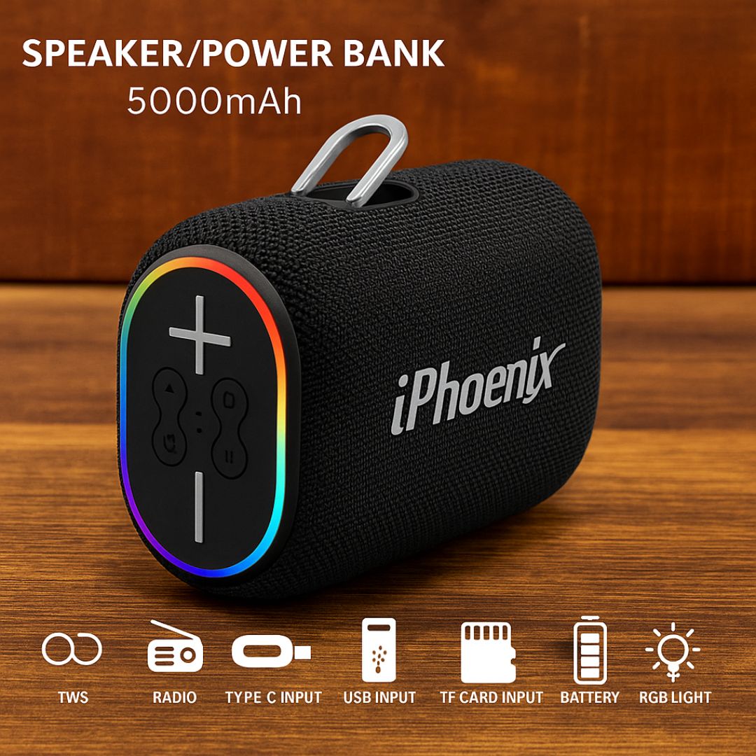 IP-330 2in1 Power Bank & BT Party Bass Speaker 10W 25 Hours Playtime - Gray