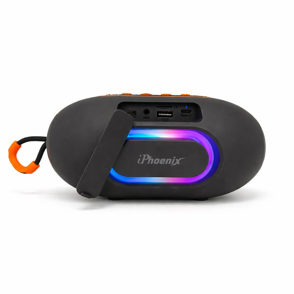 IP-370 Bluetooth RGB Lights 2000 mAh Battery FM USB TWS Speaker 6 Hours Playtime - Black