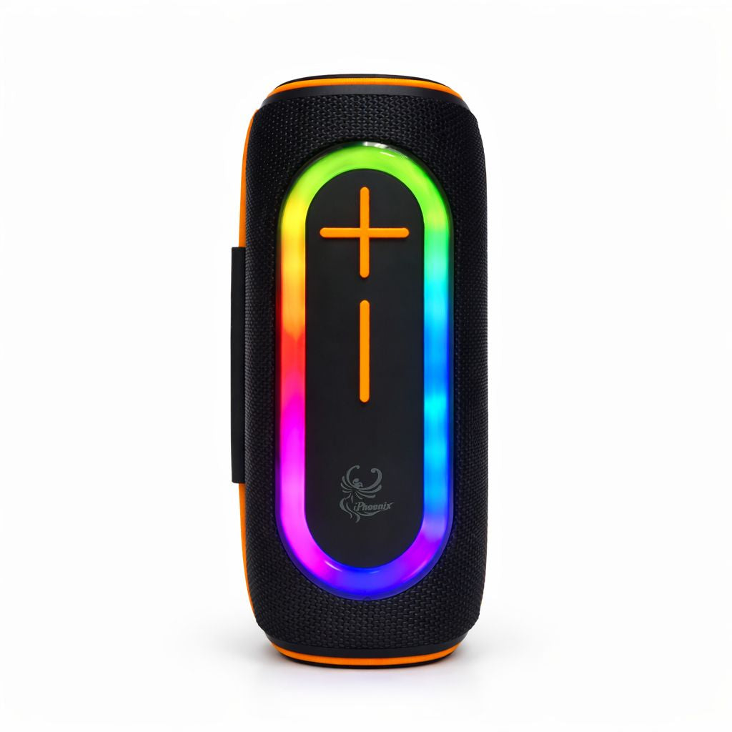 IP-390 Portable Bluetooth Speaker LED Lights FM USB 8 Hrs Playtime Water Resistant - Black