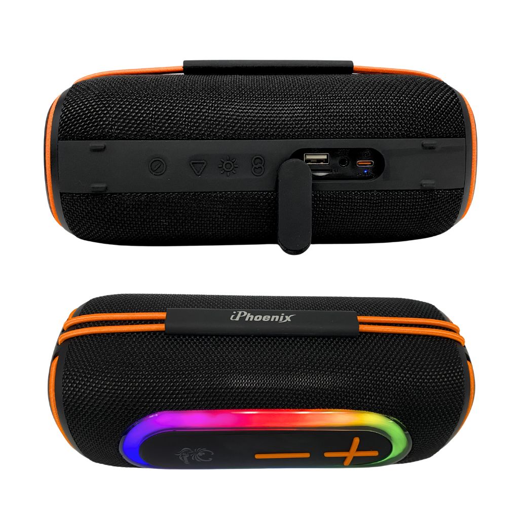 IP-390 Portable Bluetooth Speaker LED Lights FM USB 8 Hrs Playtime Water Resistant - Black