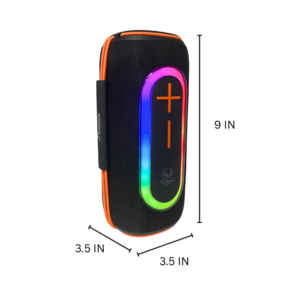 IP-390 Portable Bluetooth Speaker LED Lights FM USB 8 Hrs Playtime Water Resistant - Black