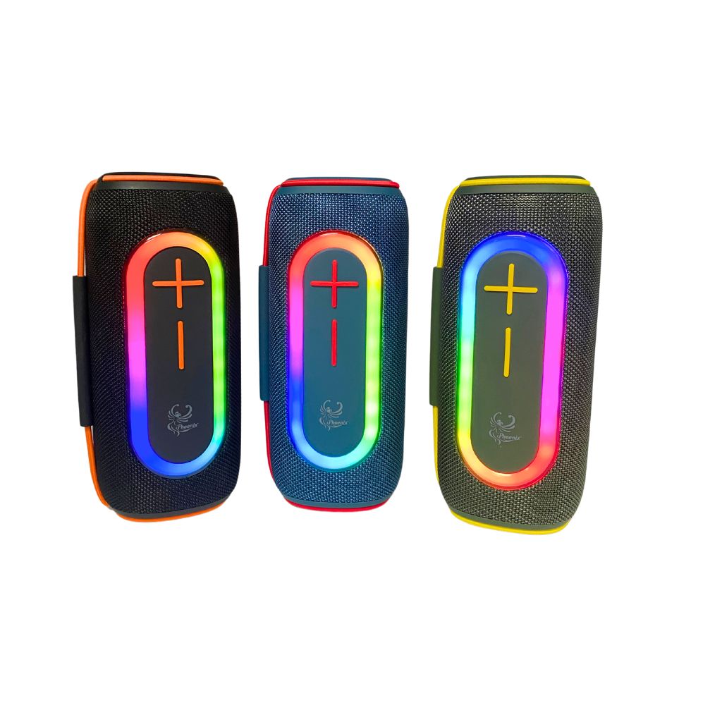 IP-390 Portable Bluetooth Speaker LED Lights FM USB 8 Hrs Playtime Water Resistant - Black