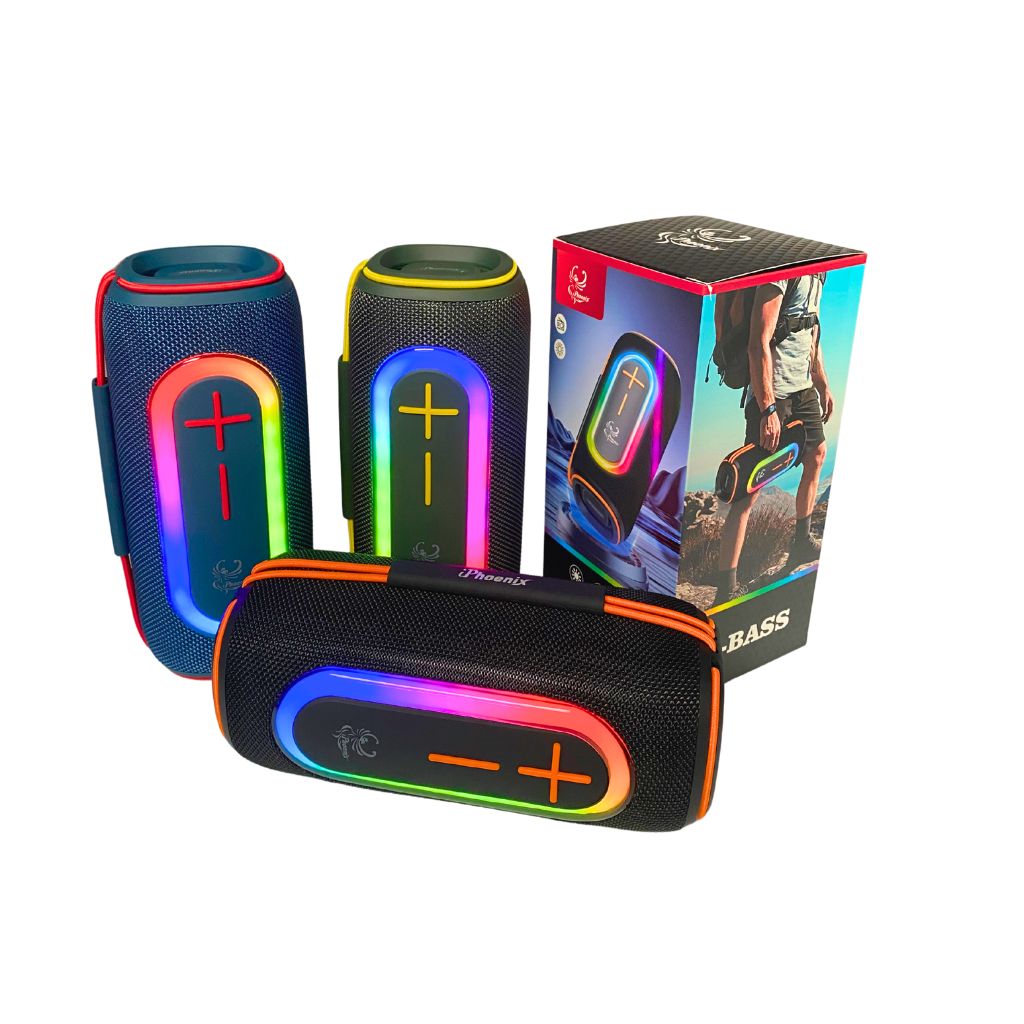 IP-390 Portable Bluetooth Speaker LED Lights FM USB 8 Hrs Playtime Water Resistant - Black