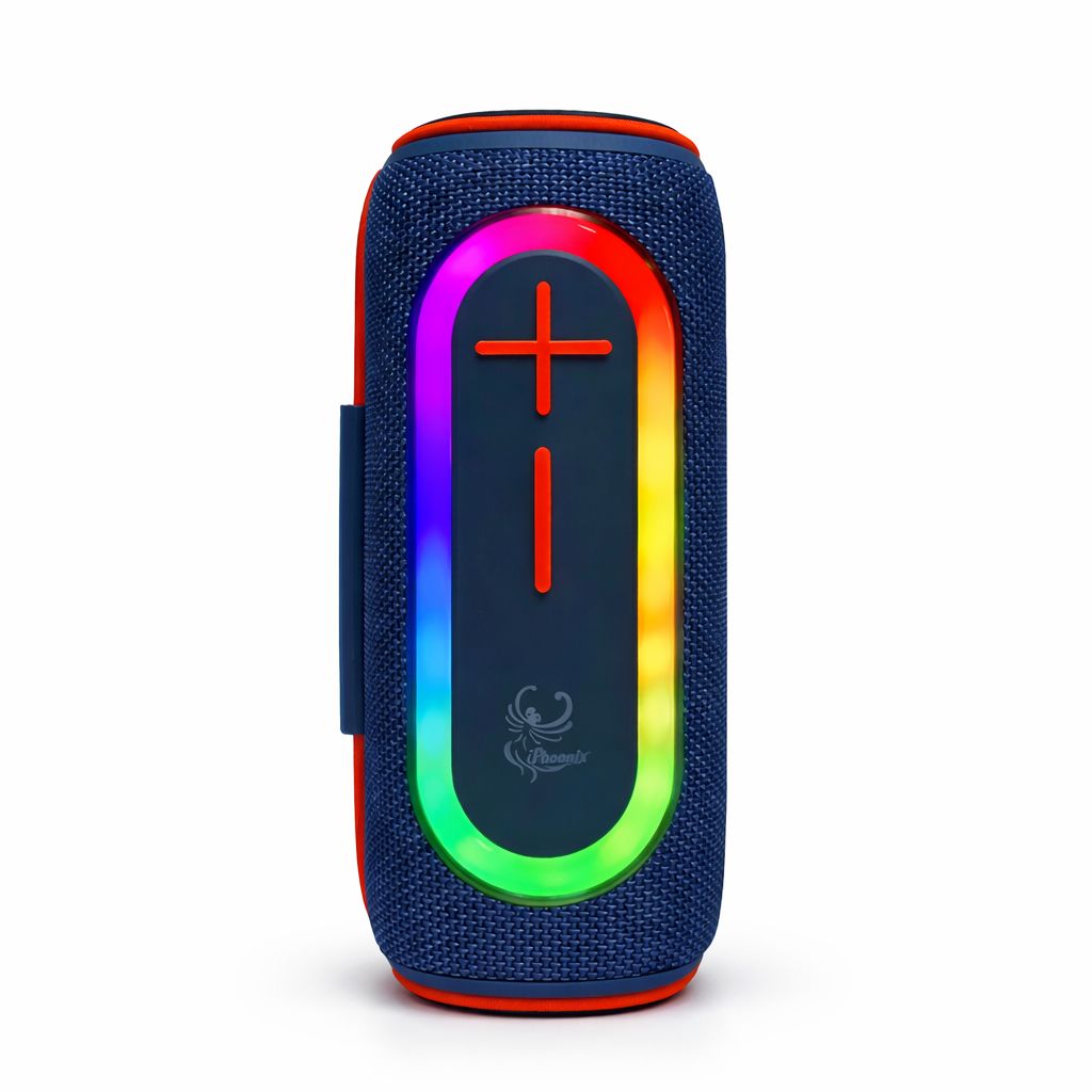 IP-390 Portable Bluetooth Speaker LED Lights FM USB 6 Hrs Playtime Water Resistant - Blue