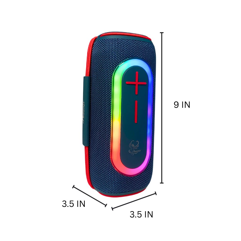 IP-390 Portable Bluetooth Speaker LED Lights FM USB 6 Hrs Playtime Water Resistant - Blue