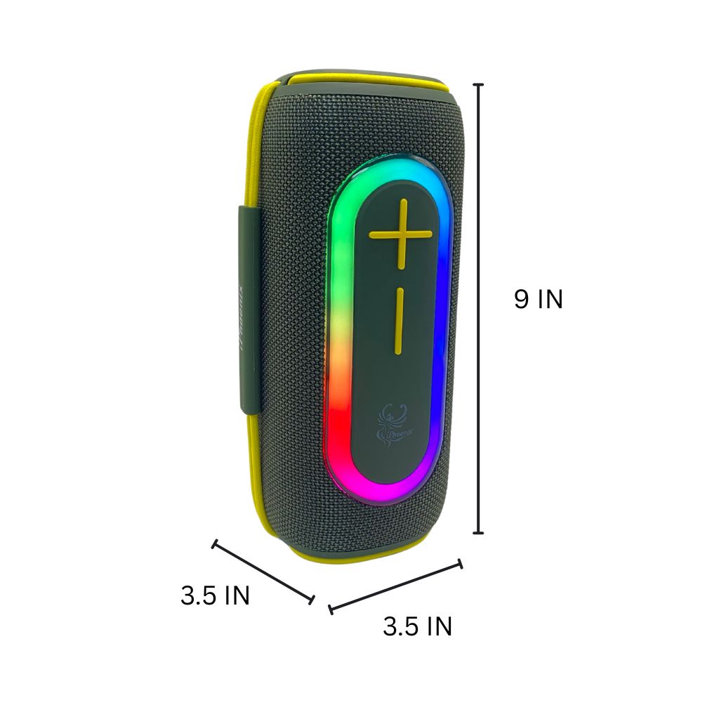 IP-390 Portable Bluetooth Speaker LED Lights FM USB 6 Hrs Playtime Water Resistant - Green