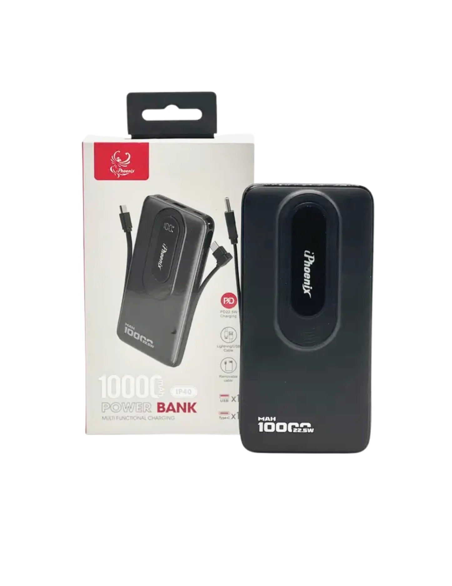 IP-40 Portable Power Bank with 10000mah - Black