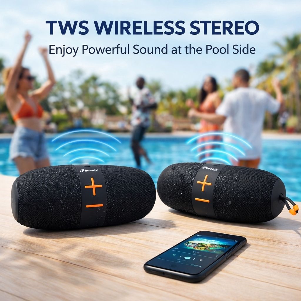 Heavy Bass Portable Bluetooth speaker IPX6 Water-Resistant 8 Hrs Playtime - Black IP-560