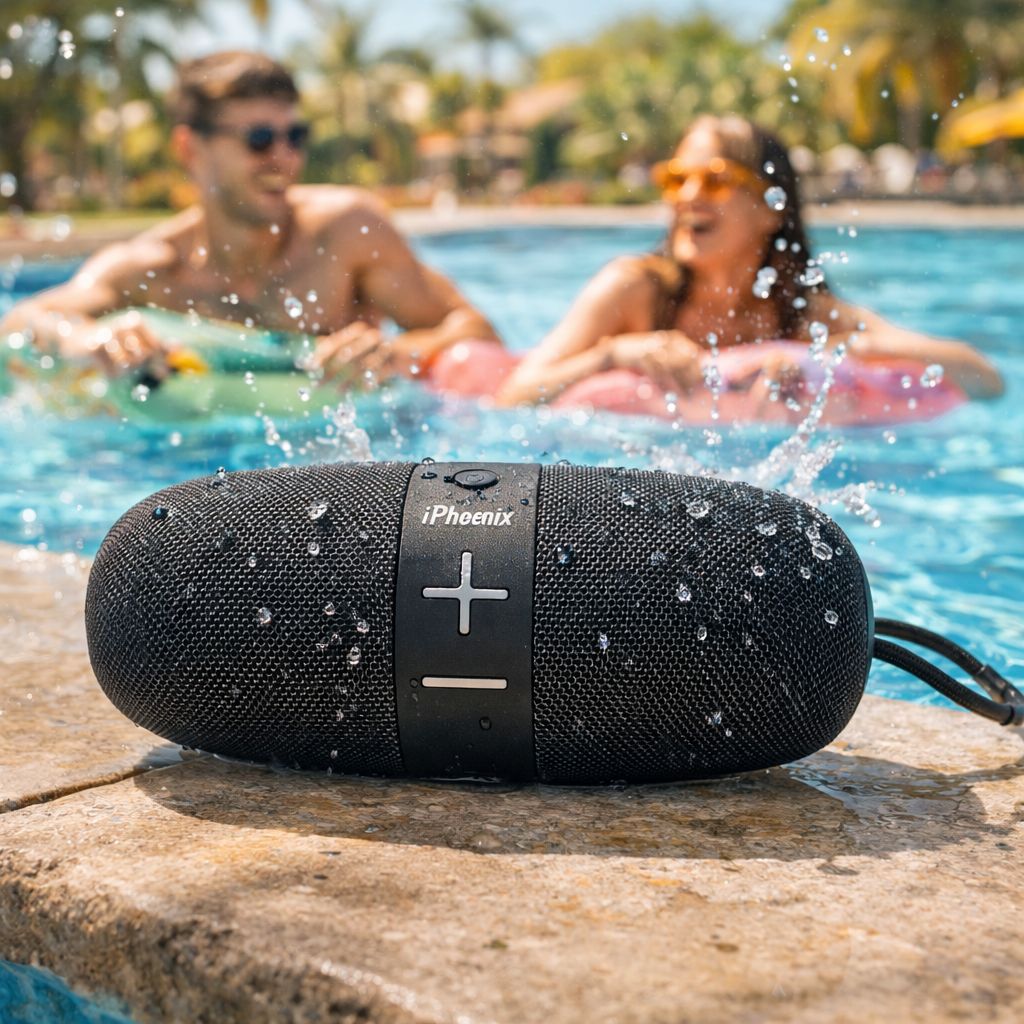 Heavy Bass Portable Bluetooth speaker IPX6 Water-Resistant 8 Hrs Playtime - Gray IP-560