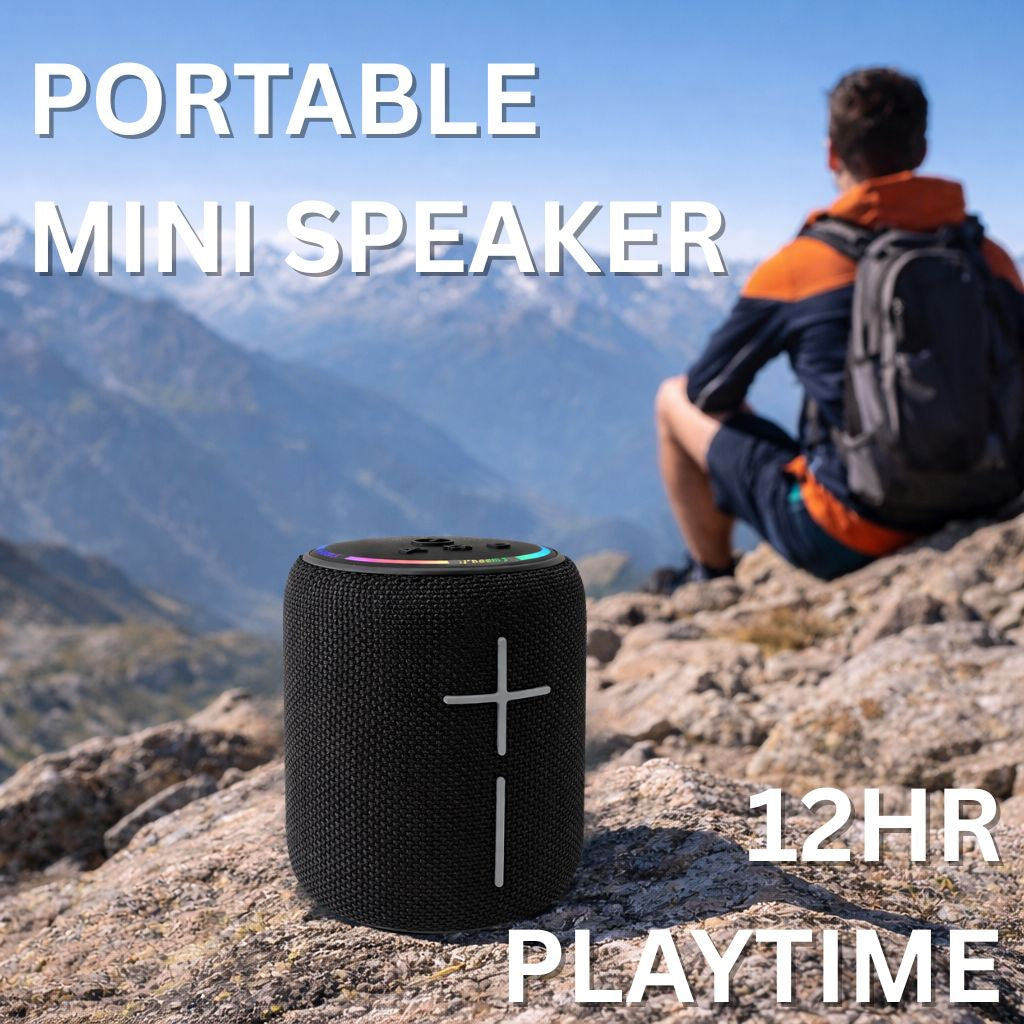 IP-590 Portable Mini BT Speaker RGB LED Lights 10W USB SD TWS - Black